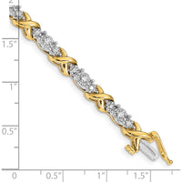 14K Two-Tone Gold 7" Diamond X-Design Bracelet with Round Diamonds - 1/2 Carat Total Diamond Weight by Monteluci Fine Jewelry