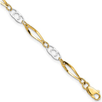 14K Two-Tone Gold 7-Inch Fancy Link Bracelet with Polished Finish by 0
