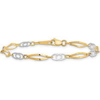 14K Two-Tone Gold 7-Inch Fancy Link Bracelet with Polished Finish by 0