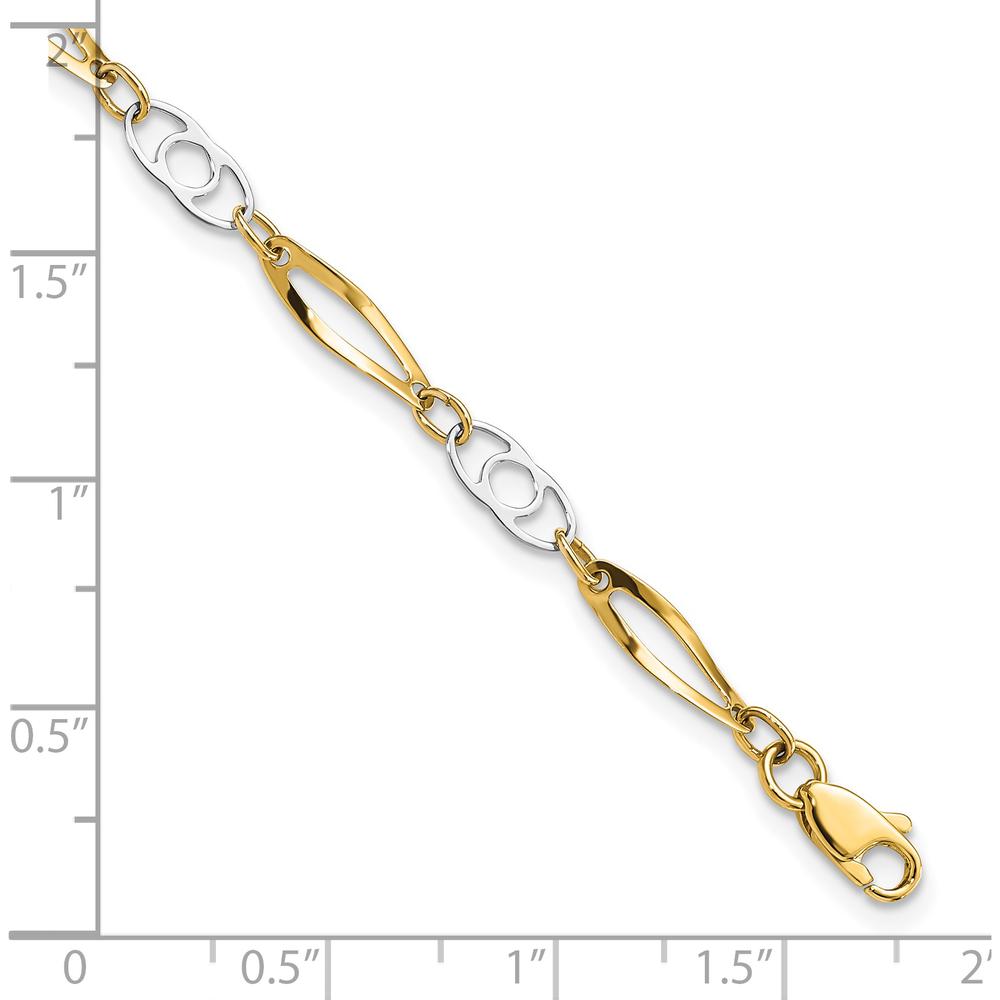 14K Two-Tone Gold 7-Inch Fancy Link Bracelet with Polished Finish by 0