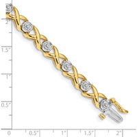 14K Two-Tone Gold 7" Tennis Bracelet with Round 1 Carat Diamonds - 4-Prong X-Design by Monteluci Fine Jewelry