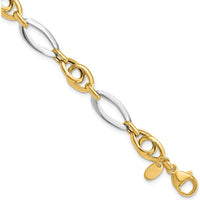 14K Two-Tone Gold 8.25mm Fancy Oval Link Bracelet - 7.75" Length by Oro Pregiato