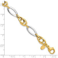 14K Two-Tone Gold 8.25mm Fancy Oval Link Bracelet - 7.75" Length by Oro Pregiato