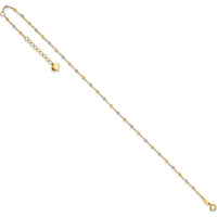 14K Two-Tone Gold Adjustable Diamond-Cut Bead Anklet with 1" Extender
