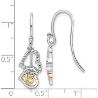 14K Two-Tone Gold and Diamond Double Heart Dangle Earrings - 0.085 Carats Total Diamond Weight by Oro Pregiato