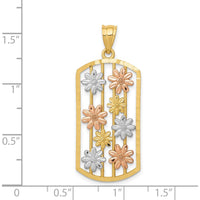 14K Two-Tone Gold and Rhodium Daisy Pendant with Textured Back by Oro Pregiato