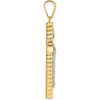 14K Two-Tone Gold and Rhodium Diamond-Cut Crucifix Pendant - 43.7mm Length by Oro Pregiato