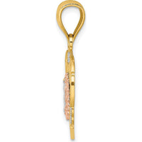 14K Two-Tone Gold and Rhodium Heart Pendant with Our Lady of Guadalupe Charm by Oro Pregiato