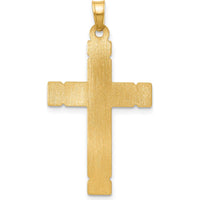 14K Two-Tone Gold and Rhodium Hollow INRI Crucifix Pendant - 34.2mm Length by Oro Pregiato