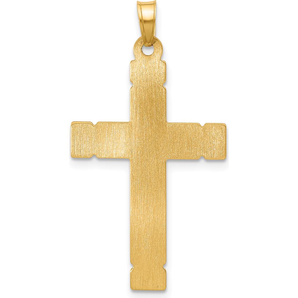 14K Two-Tone Gold and Rhodium Hollow INRI Crucifix Pendant - 34.2mm Length by Oro Pregiato