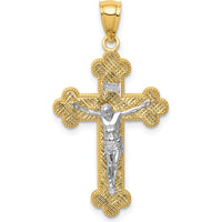 14K Two-Tone Gold and Rhodium INRI Crucifix Pendant - Faith Symbol with Polished Finish by Oro Pregiato