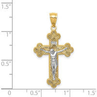 14K Two-Tone Gold and Rhodium INRI Crucifix Pendant - Faith Symbol with Polished Finish by Oro Pregiato