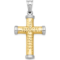 14K Two-Tone Gold & Rhodium Reversible Diamond-Cut Cross Pendant by Oro Pregiato