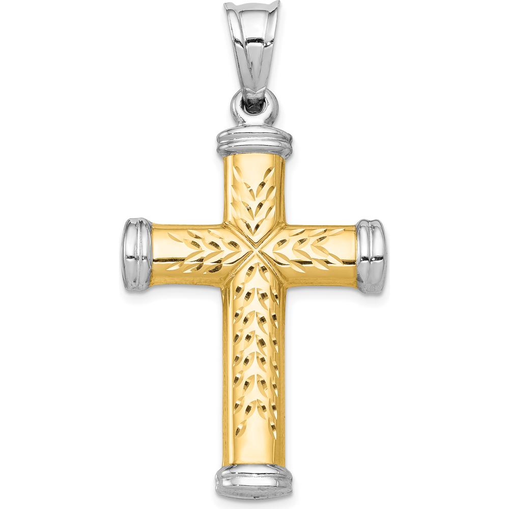 14K Two-Tone Gold & Rhodium Reversible Diamond-Cut Cross Pendant by Oro Pregiato