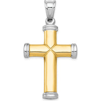 14K Two-Tone Gold & Rhodium Reversible Diamond-Cut Cross Pendant by Oro Pregiato