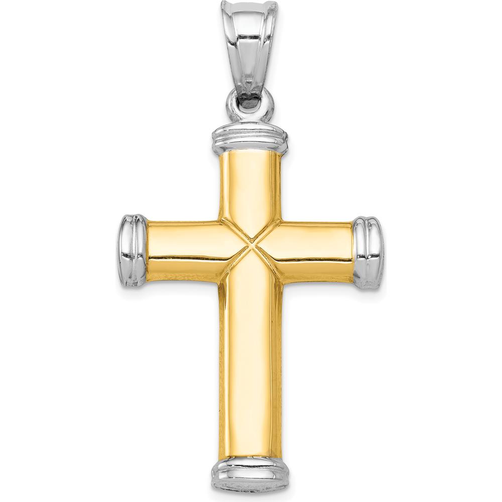 14K Two-Tone Gold & Rhodium Reversible Diamond-Cut Cross Pendant by Oro Pregiato