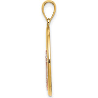 14K Two-Tone Gold and Rhodium Scallop Shell Charm Pendant - 27mm Length by Oro Pregiato