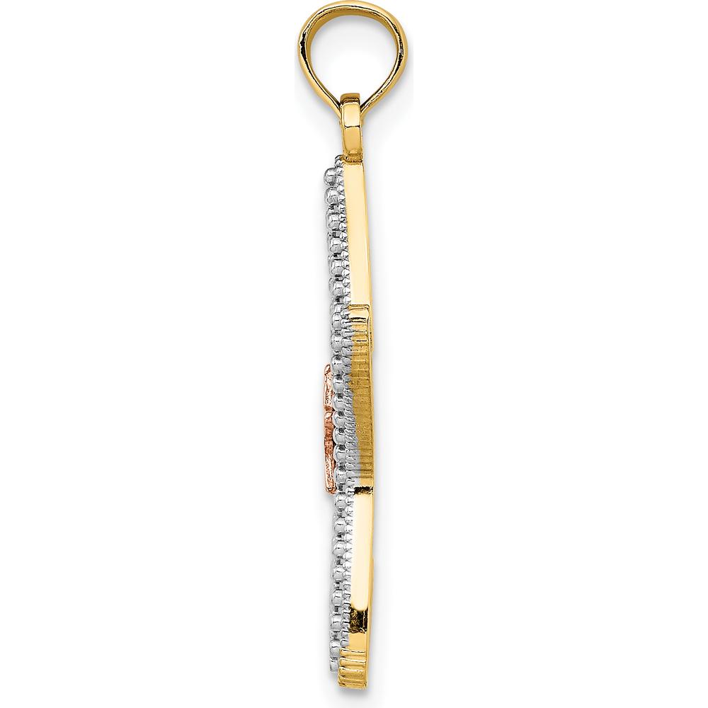14K Two-Tone Gold and Rhodium Starfish Charm Pendant - 25mm by Oro Pregiato