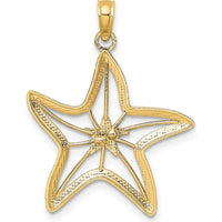14K Two-Tone Gold and Rhodium Starfish Charm Pendant - 25mm by Oro Pregiato