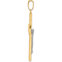 14K Two-Tone Gold and Rhodium Textured Crucifix Pendant - 42.5mm by Oro Pregiato
