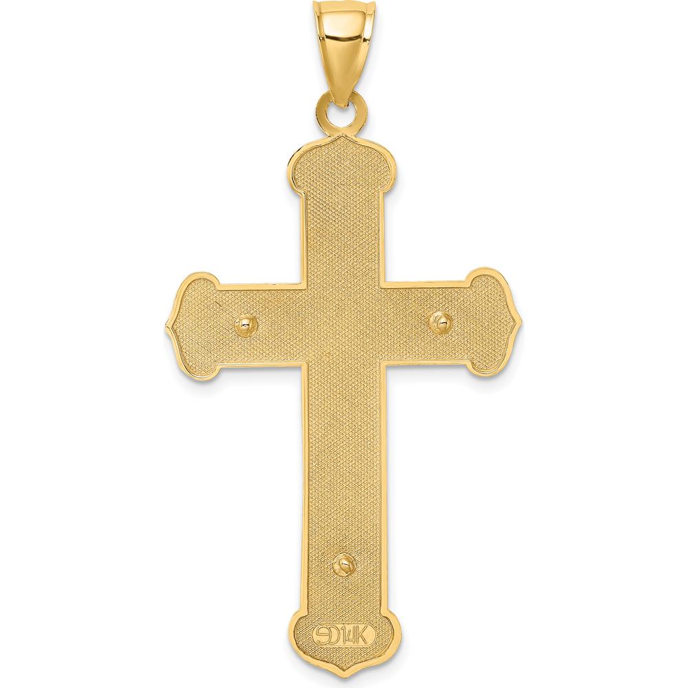 14K Two-Tone Gold and Rhodium Textured Crucifix Pendant - 50.95mm Length by Oro Pregiato