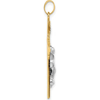 14K Two-Tone Gold and Rhodium Textured Hollow INRI Iona Crucifix Pendant by Oro Pregiato