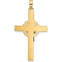 14K Two-Tone Gold and Rhodium Textured Hollow INRI Iona Crucifix Pendant by Oro Pregiato