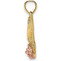 14K Two-Tone Gold and Rose Gold #1 MOM Heart Charm with Filigree Design by Oro Pregiato