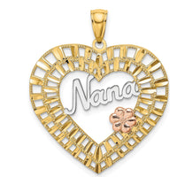 14K Two-Tone Gold and Rose Gold Nana Heart Charm with Rhodium Accent - 31.7mm Length by Oro Pregiato
