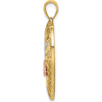 14K Two-Tone Gold and Rose Gold Nana Heart Charm with Rhodium Accent - 31.7mm Length by Oro Pregiato