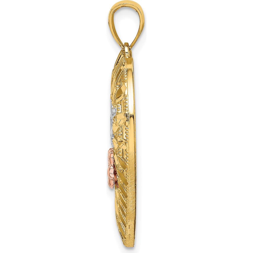 14K Two-Tone Gold and Rose Gold Nana Heart Charm with Rhodium Accent - 31.7mm Length by Oro Pregiato