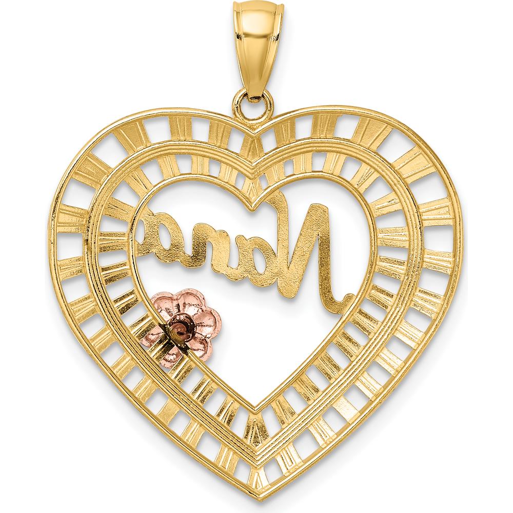 14K Two-Tone Gold and Rose Gold Nana Heart Charm with Rhodium Accent - 31.7mm Length by Oro Pregiato