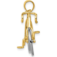 14K Two-Tone Gold and Silver 3D Bicycle Pendant with Movable Wheels by Oro Pregiato