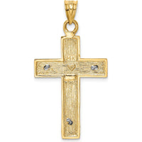 14K Two-Tone Gold and Silver Crucifix Pendant with Textured Finish - Faith-Inspired Design by Oro Pregiato