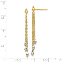 14K Two-Tone Gold and Silver Drop Earrings with Faceted Beads - Polished Diamond-Cut Finish by 0