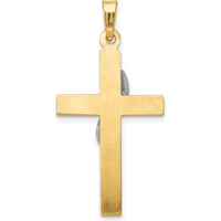 14K Two-Tone Gold and Silver Hollow Cross Pendant with Drape Charm - 33mm Length by Oro Pregiato