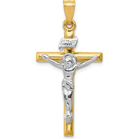 14K Two-Tone Gold and Silver INRI Crucifix Pendant - 42mm Length by Oro Pregiato