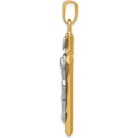 14K Two-Tone Gold and Silver INRI Crucifix Pendant - 42mm Length by Oro Pregiato