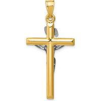 14K Two-Tone Gold and Silver INRI Crucifix Pendant - 42mm Length by Oro Pregiato