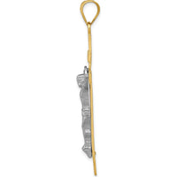 14K Two-Tone Gold and Silver INRI Crucifix Pendant - 49mm Length by Oro Pregiato