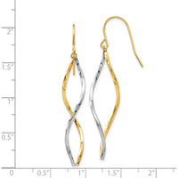 14K Two-Tone Gold and Silver Twist Drop Earrings - 46mm Length by Oro Pregiato