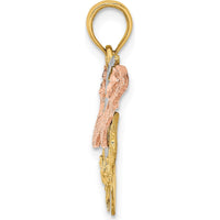 14K Two-Tone Gold and White Rhodium Diamond-Cut Butterfly Charm Pendant by Oro Pregiato