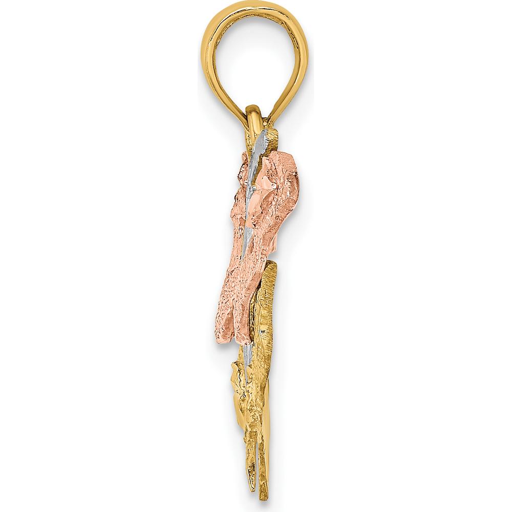 14K Two-Tone Gold and White Rhodium Diamond-Cut Butterfly Charm Pendant by Oro Pregiato