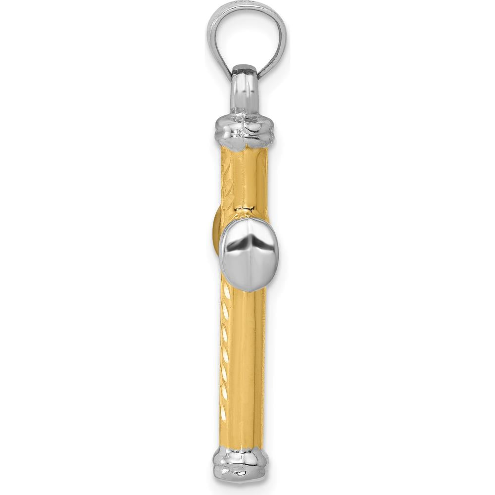 14K Two-Tone Gold and White Rhodium Diamond-Cut Reversible Cross Pendant - 30.5mm x 18.5mm by Oro Pregiato