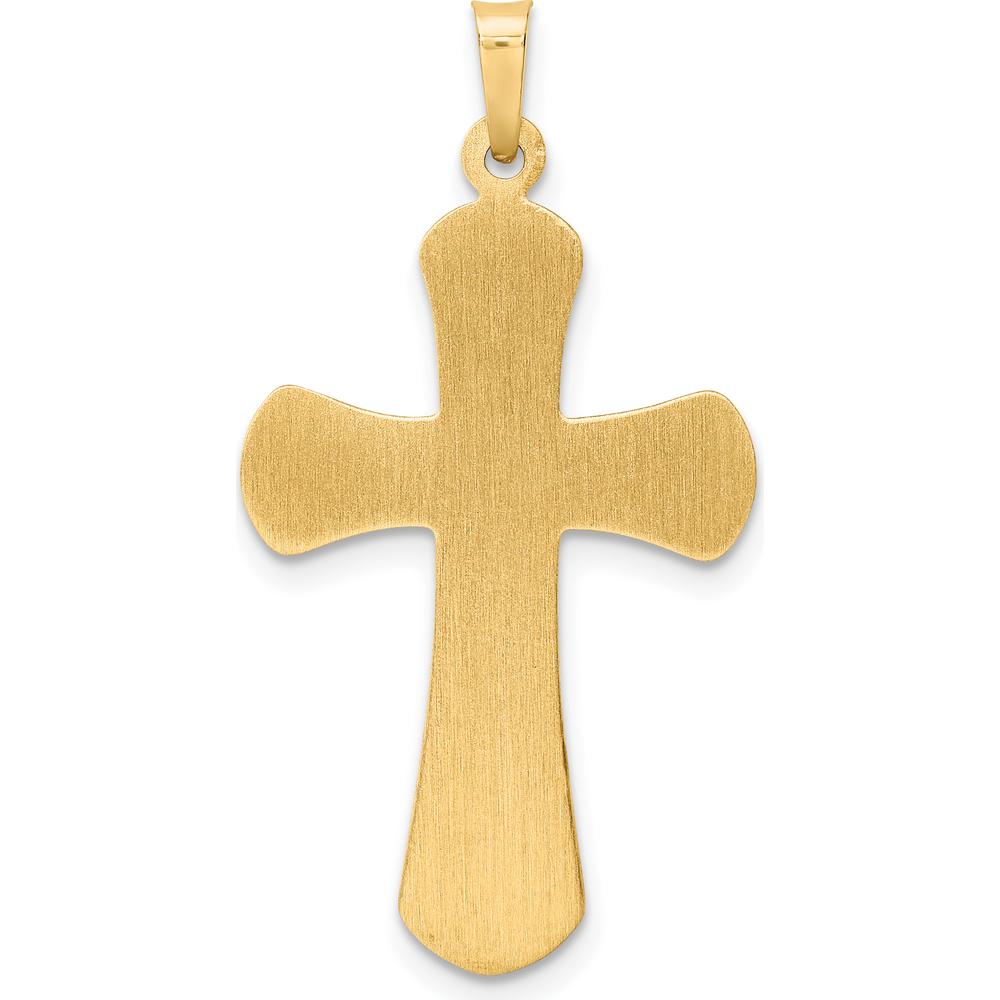 14K Two-Tone Gold and White Rhodium Hollow INRI Crucifix Pendant with Beaded Texture - 35.8mm Length by Oro Pregiato