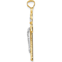 14K Two-Tone Gold and White Rhodium INRI Crucifix Pendant - 34mm Length by Oro Pregiato
