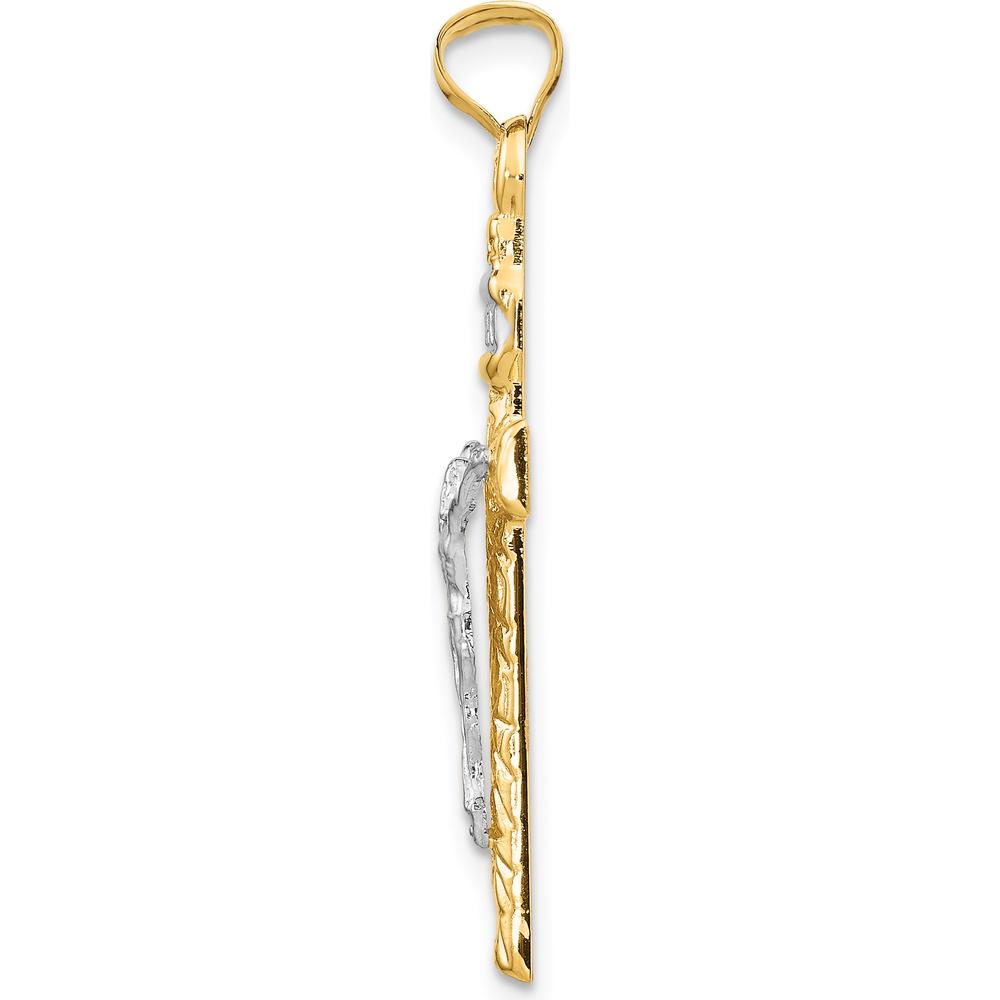 14K Two-Tone Gold and White Rhodium INRI Crucifix Pendant - 34mm Length by Oro Pregiato