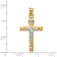 14K Two-Tone Gold and White Rhodium INRI Crucifix Pendant - 34mm Length by Oro Pregiato