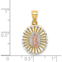 14K Two-Tone Gold and White Rhodium Our Lady of Guadalupe Oval Pendant - 24mm by Oro Pregiato