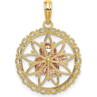 14K Two-Tone Gold Angel Pendant with Rose Gold Accents and Rhodium Plating - 25.2mm Length by Oro Pregiato